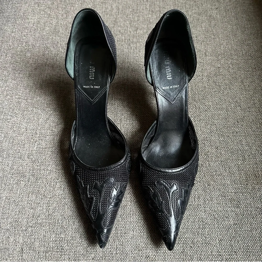 Vintage Miu Miu black western style d’orsay heels - Picture 1 of 7